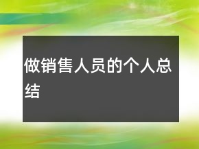 做銷售人員的個(gè)人總結(jié)