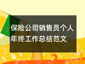 保險(xiǎn)公司銷售員個(gè)人年終工作總結(jié)范文