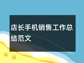 店長手機銷售工作總結范文