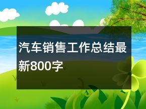 汽車銷售工作總結(jié)最新800字