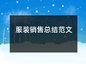 服裝銷售總結(jié)范文