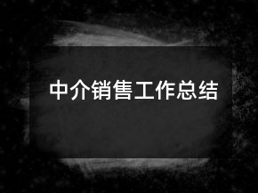 中介銷(xiāo)售工作總結(jié)