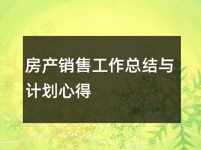 房產(chǎn)銷售工作總結(jié)與計(jì)劃心得
