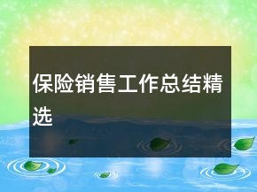 保險銷售工作總結(jié)精選