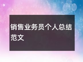 銷售業(yè)務(wù)員個人總結(jié)范文