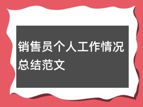 銷售員個(gè)人工作情況總結(jié)范文