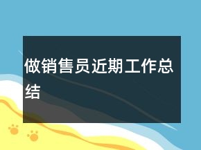做銷售員近期工作總結(jié)
