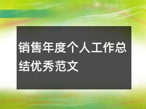 銷售年度個人工作總結(jié)優(yōu)秀范文