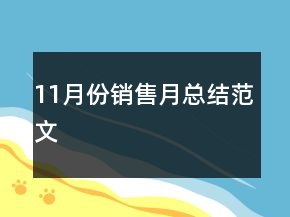 11月份銷售月總結(jié)范文