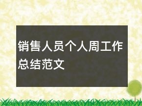銷售人員個(gè)人周工作總結(jié)范文