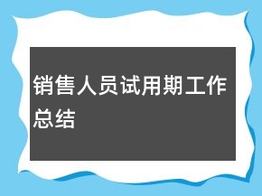 銷售人員試用期工作總結(jié)