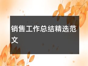 銷售工作總結精選范文