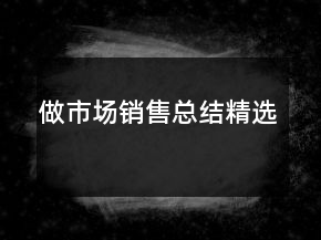 做市場(chǎng)銷(xiāo)售總結(jié)精選