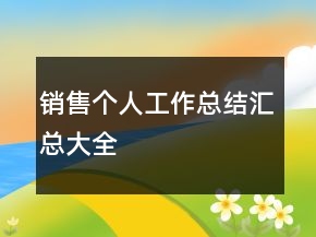 銷售個(gè)人工作總結(jié)匯總大全