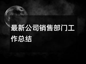 最新公司銷售部門工作總結(jié)
