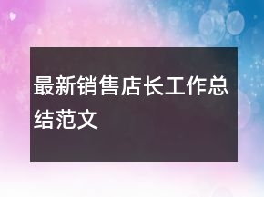 最新銷售店長工作總結范文