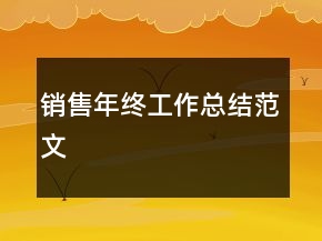 銷售年終工作總結(jié)范文