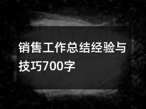 銷售工作總結(jié)經(jīng)驗與技巧700字