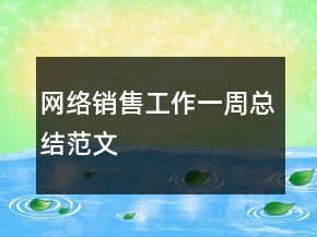網(wǎng)絡(luò)銷售工作一周總結(jié)范文