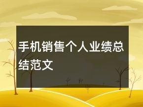 手機銷售個人業(yè)績總結(jié)范文