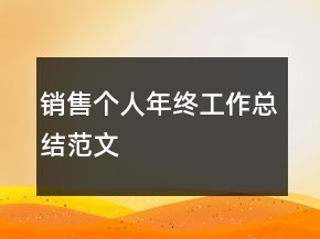 銷售個(gè)人年終工作總結(jié)范文