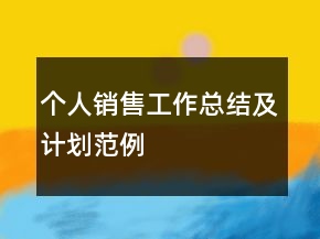 個(gè)人銷(xiāo)售工作總結(jié)及計(jì)劃范例