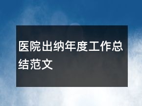 醫(yī)院出納年度工作總結(jié)范文