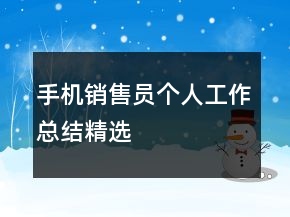 手機銷售員個人工作總結精選