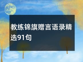 教練錦旗贈言語錄精選91句