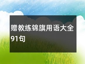 贈教練錦旗用語大全91句
