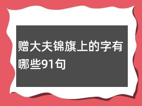 贈(zèng)大夫錦旗上的字有哪些91句