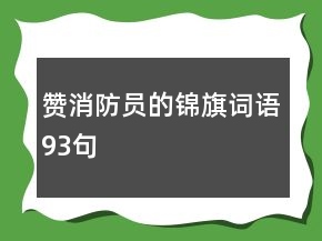 贊消防員的錦旗詞語(yǔ)93句