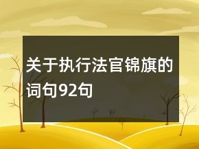 關(guān)于執(zhí)行法官錦旗的詞句92句