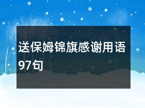 送保姆錦旗感謝用語97句