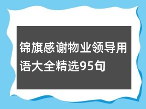 錦旗感謝物業(yè)領(lǐng)導(dǎo)用語大全精選95句