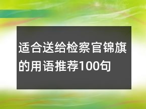 適合送給檢察官錦旗的用語推薦100句