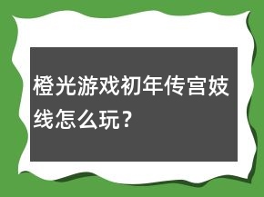 橙光游戲初年傳宮妓線怎么玩？