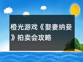 橙光游戲《娶妻納妾》拍賣會攻略