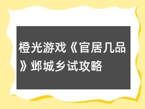 橙光游戲《官居幾品》鄴城鄉(xiāng)試攻略