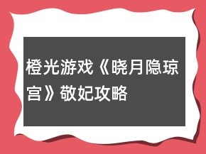 橙光游戲《曉月隱瓊宮》敬妃攻略