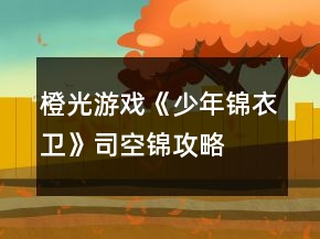 橙光游戲《少年錦衣衛(wèi)》司空錦攻略