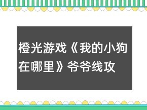 橙光游戲《我的小狗在哪里》爺爺線攻略