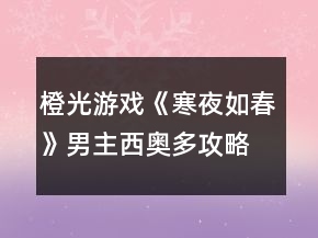 橙光游戲《寒夜如春》男主西奧多攻略
