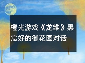 橙光游戲《龍雛》黑宸好的御花園對話攻略