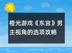 橙光游戲《東宮》男主視角的選項攻略