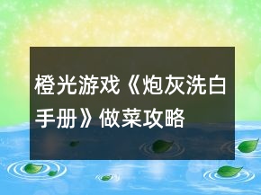 橙光游戲《炮灰洗白手冊》做菜攻略