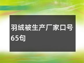 羽絨被生產(chǎn)廠家口號(hào)65句
