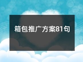 箱包推廣方案81句