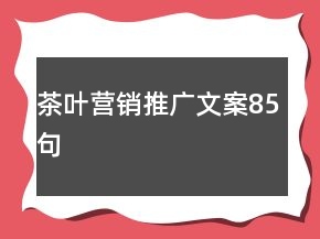 茶葉營銷推廣文案85句