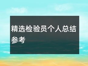 精選檢驗(yàn)員個(gè)人總結(jié)參考
